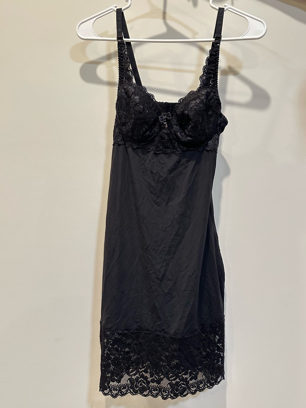 Shape FX Black Lace-Trim Chemise Slip